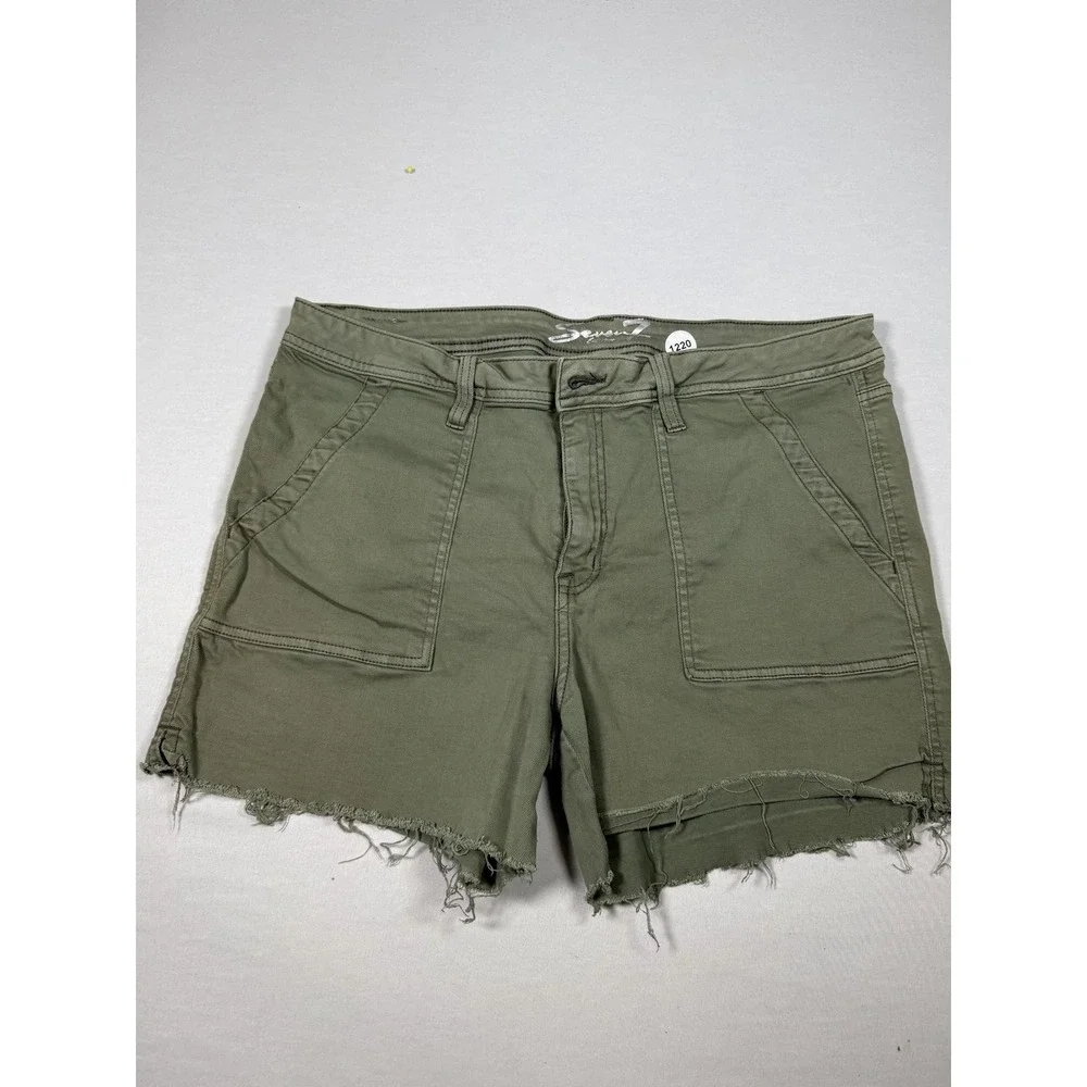 Seven7 Shorts Womens 16 Green Utility‎ Twill Cutoff Frayed Hem Patch Pockets